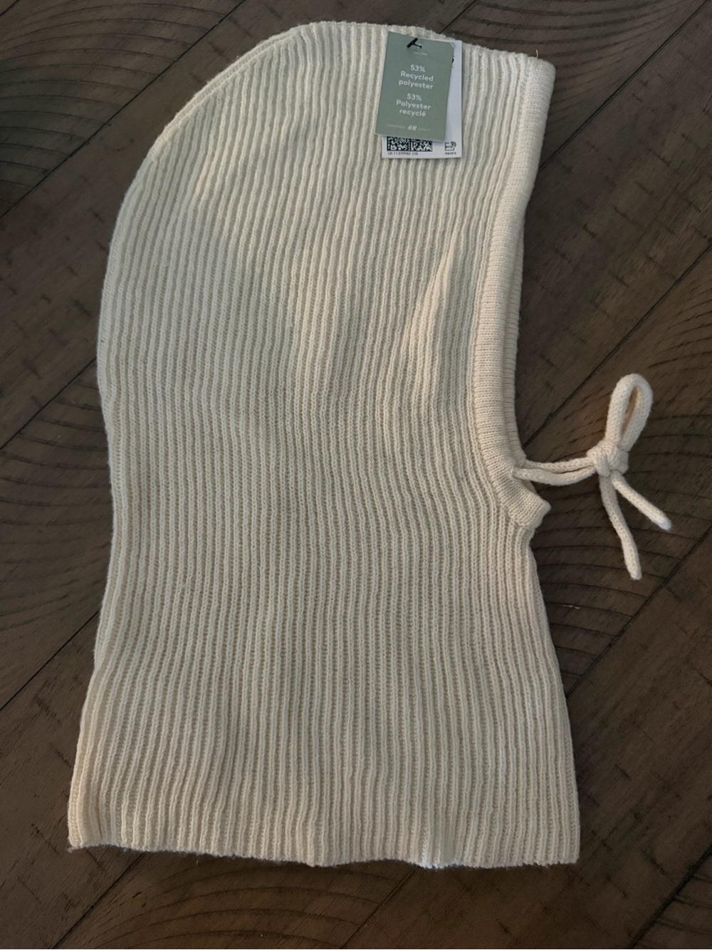 H&M Cream Ribbed Knit Balaclava Hood